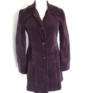 Purple velvet peacoat by Tulle • Size XS / S
